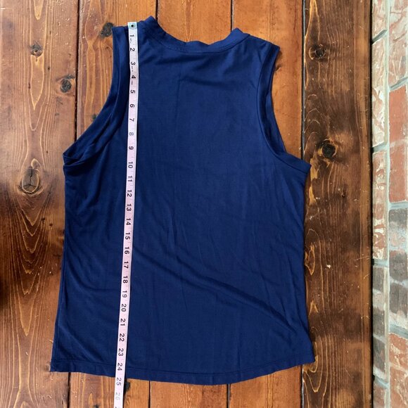 Nike Ace Logo Red Label Navy Blue Men's Small Athletic Cut Swoosh Tank Top EUC - Picture 6 of 8